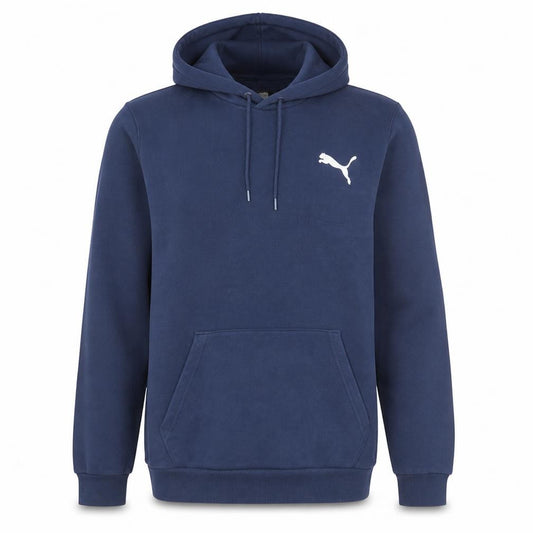 Front view of Puma Men's Blue Pullover Hoodie Medium Fleece Logo Sportswear