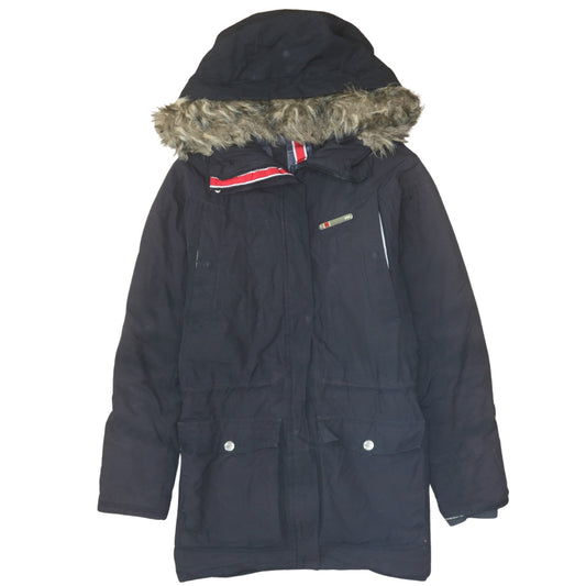 Helly Hansen Women's Black Fur Trim Hooded Parka Coat Size M