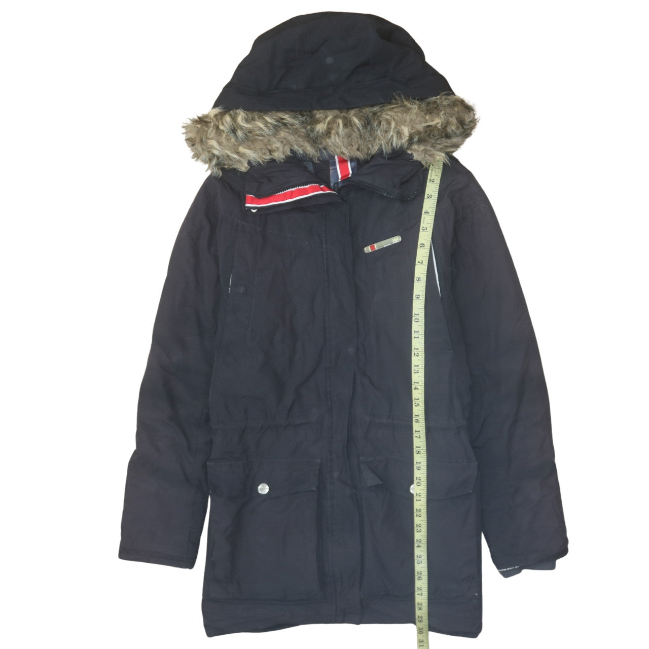 Helly Hansen Women's Black Fur Trim Hooded Parka Coat Size M