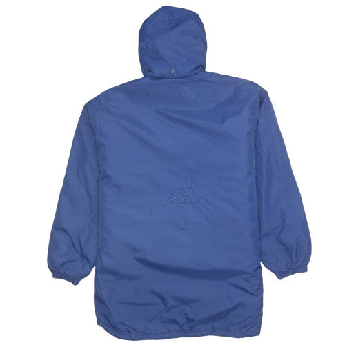 Adidas Mens Blue Hooded Puffer Jacket Size L Polyester Quilted Lined
