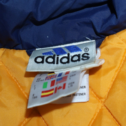 Adidas Mens Blue Hooded Puffer Jacket Size L Polyester Quilted Lined