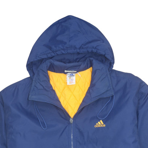 Adidas Mens Blue Hooded Puffer Jacket Size L Polyester Quilted Lined