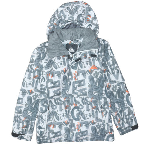 Quiksilver Unisex Grey Waterproof Ski Jacket Size 12 Hooded Winter Coat