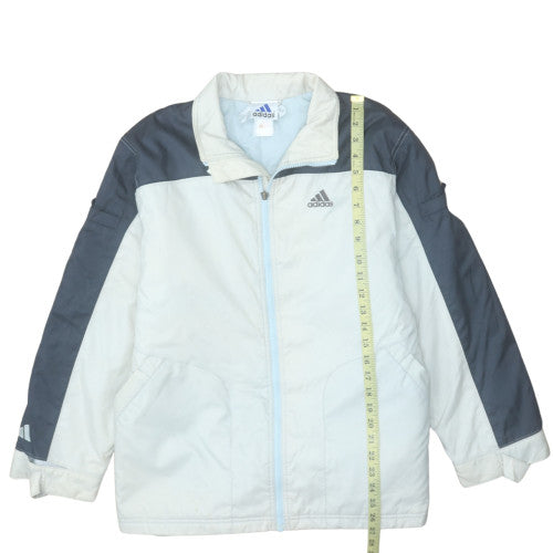 Adidas Men's White Windbreaker Jacket Size S Lightweight Sports