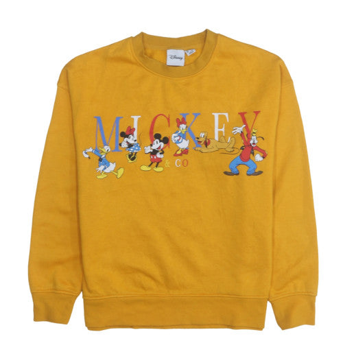 Disney Women Yellow Mickey & Co Sweatshirt Size 12 Cotton Fleece Pullover