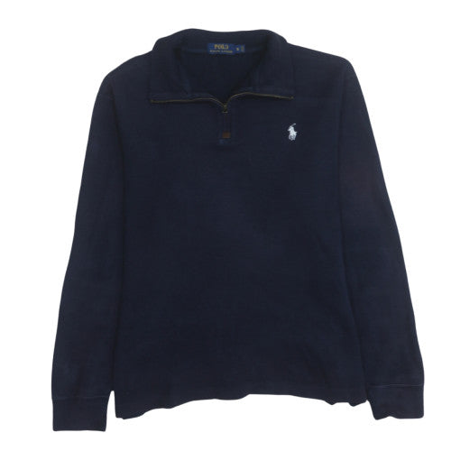 Polo Ralph Lauren Men's Blue Cotton 1/4 Zip Jumper Size S