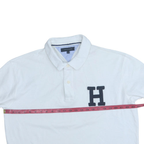Tommy Hilfiger Men’s White 2XL Cotton Polo Shirt with Logo H