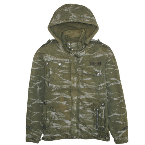 Skorp Men's Green Camouflage Hooded Cotton Military Jacket XL
