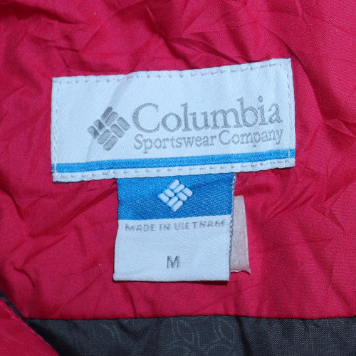 Columbia Womens Pink Hooded Puffer Jacket M Faux Fur Trim Winter