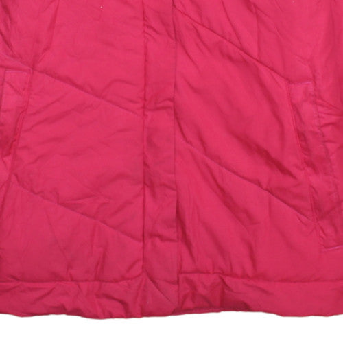 Columbia Womens Pink Hooded Puffer Jacket M Faux Fur Trim Winter