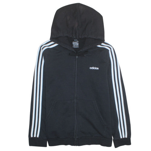 Adidas Womens Black XL Full Zip Hoodie with Stripes