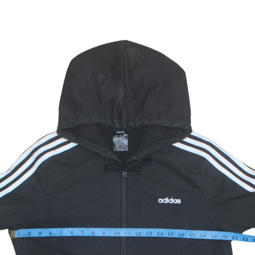 Adidas Womens Black XL Full Zip Hoodie with Stripes