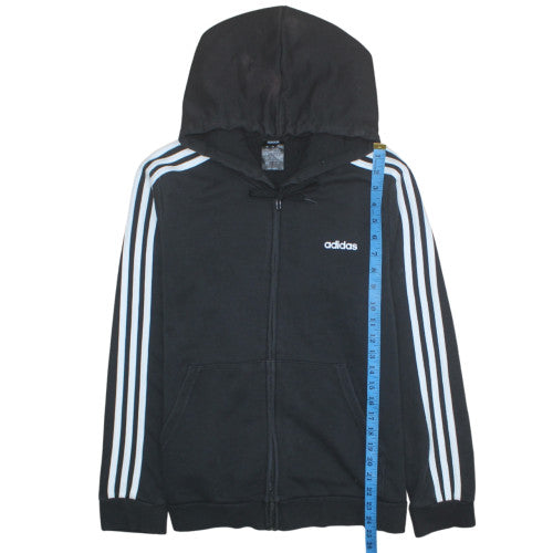 Adidas Womens Black XL Full Zip Hoodie with Stripes