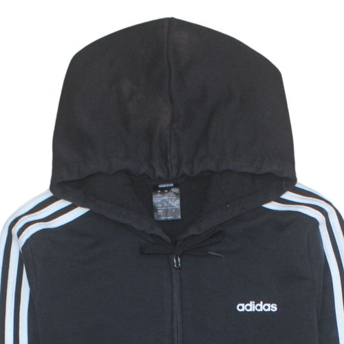 Adidas Womens Black XL Full Zip Hoodie with Stripes