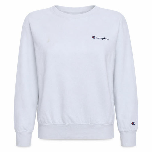Front view of Champion Women’s White Cotton Pullover Sweatshirt, size L