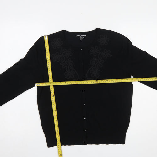 Cable & Gauge Women's Black Embroidered Button Cardigan M