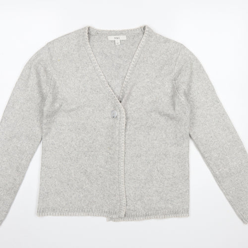 Marks and Spencer Women’s Grey Wool Blend V-Neck Cardigan Size S