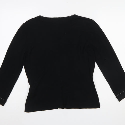 Fever London Women's Black Cardigan Size 14 Scoop Neck Lightweight Knit