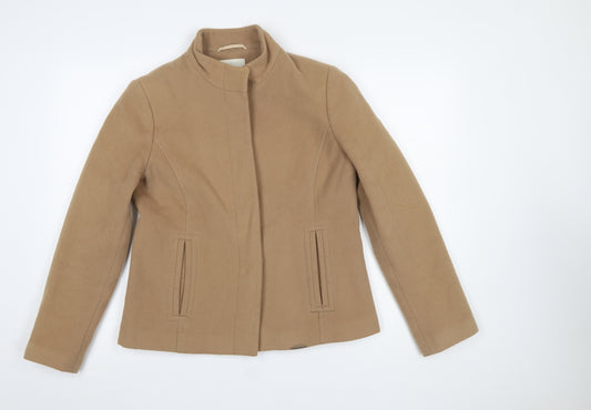 Marks and Spencer Women Beige Wool Blend Mid-Length Jacket UK 14