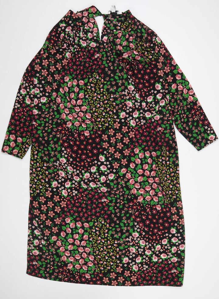 Topshop Women’s Multicoloured Floral Shift Dress Size 16