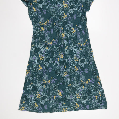 Faithful by Lime Womens Green Floral A-Line Short Sleeve Dress Size 12