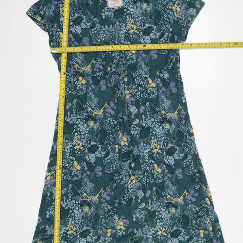 Faithful by Lime Womens Green Floral A-Line Short Sleeve Dress Size 12