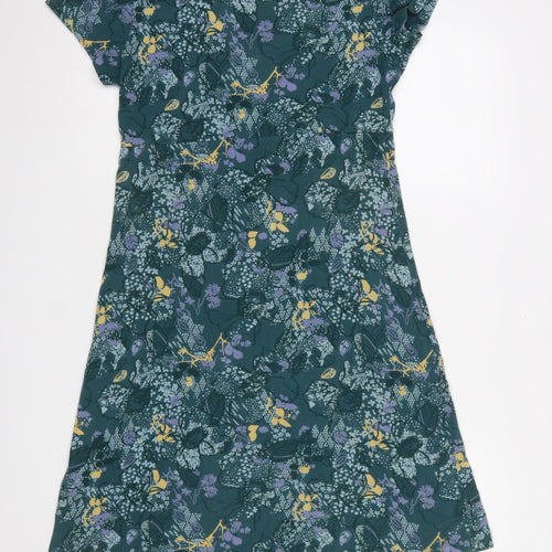 Faithful by Lime Womens Green Floral A-Line Short Sleeve Dress Size 12