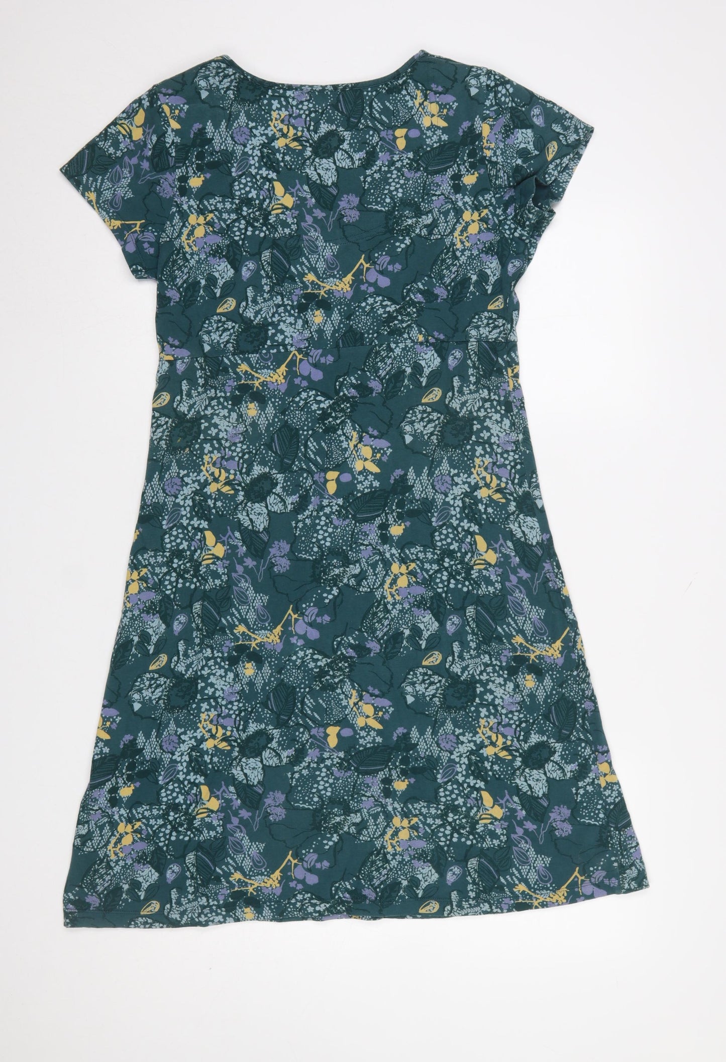 Faithful by Lime Womens Green Floral A-Line Short Sleeve Dress Size 12