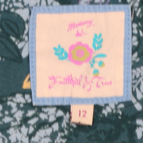 Faithful by Lime Womens Green Floral A-Line Short Sleeve Dress Size 12