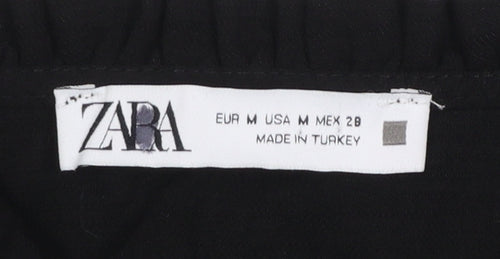 Zara Women Black V-Neck Long Sleeve Shift Dress Size 12