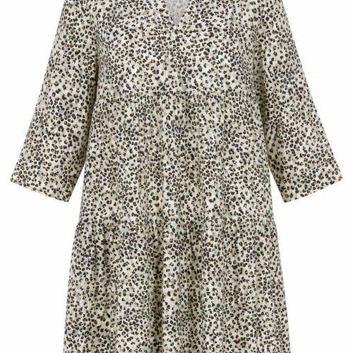 Primark Women’s Beige Leopard Print Midi A-Line Dress Size 10