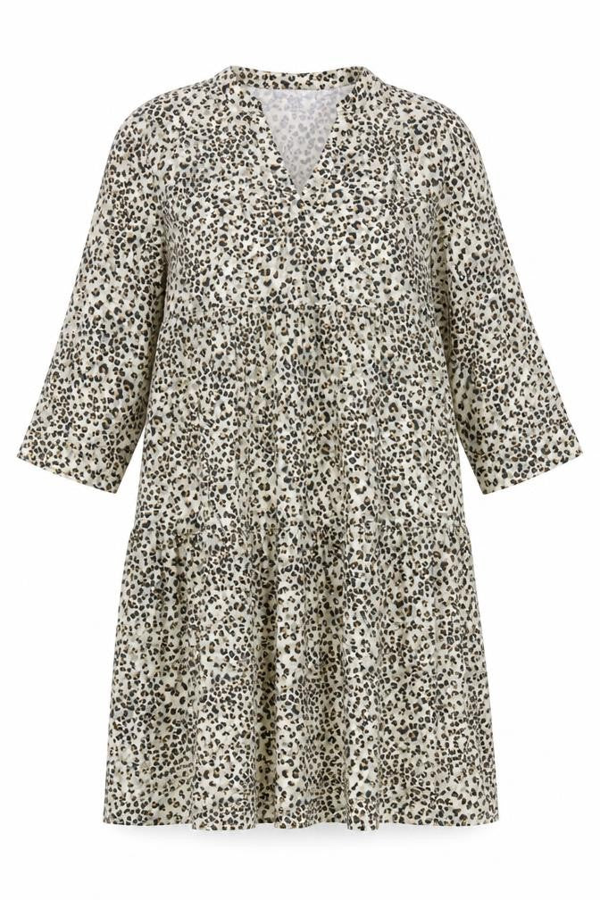 Primark Women’s Beige Leopard Print Midi A-Line Dress Size 10