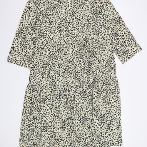 Primark Women’s Beige Leopard Print Midi A-Line Dress Size 10