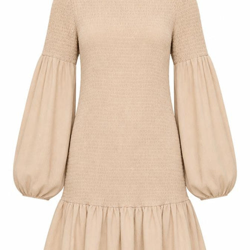 ASOS DESIGN Women’s Beige Smocked Ruffle Mini Dress Size 8