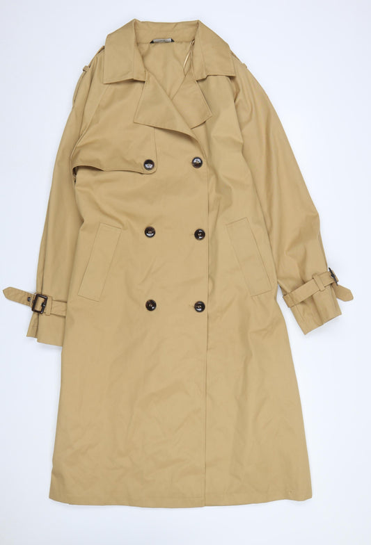 George Womens Beige Trench Coat Size 14 Long Belted Classic Style