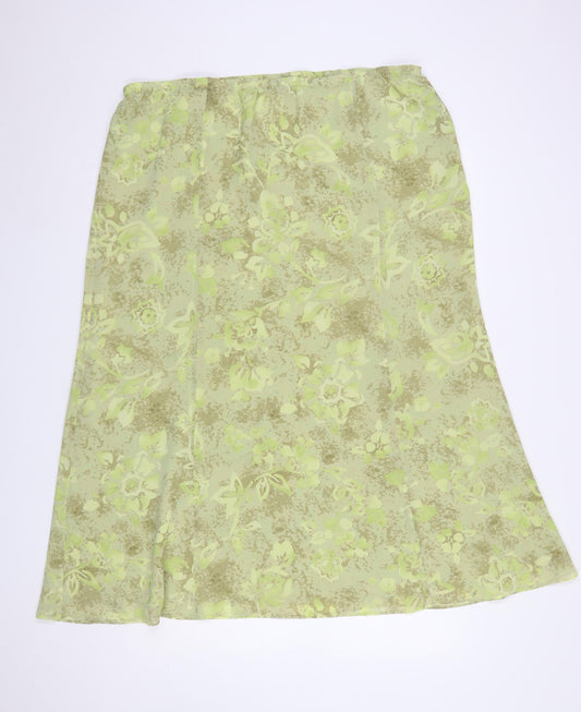 Windsmoor Womens Green Floral A-Line Midi Skirt Size 18