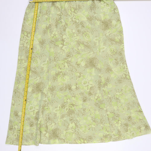 Windsmoor Womens Green Floral A-Line Midi Skirt Size 18