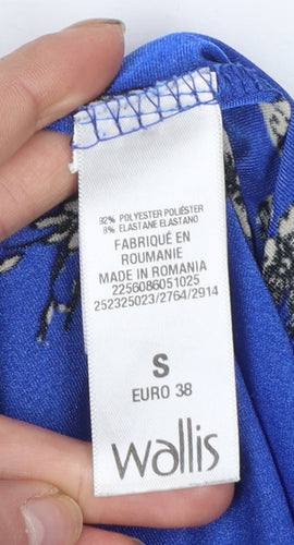 Wallis Women Blue Floral Shift Dress Size 10 3/4 Sleeve
