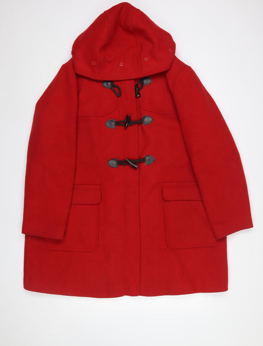 Marks and Spencer Women's Red Wool Blend Duffle Coat Size 22 with Hood