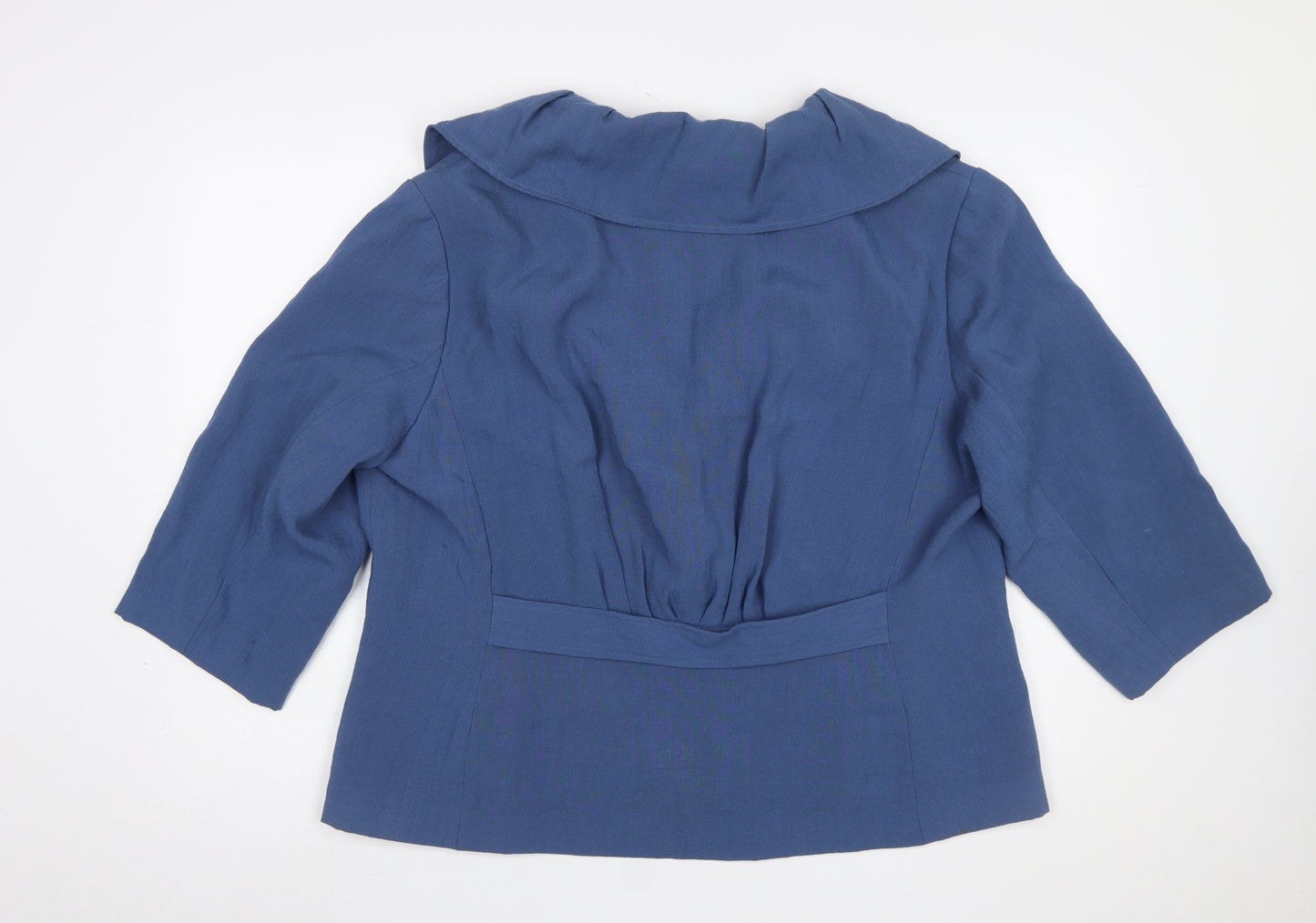 Whimsy Womens Blue Single Breasted Linen Look Suit Jacket Size 22