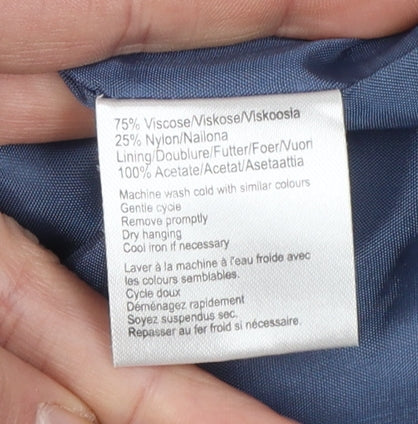 Whimsy Womens Blue Single Breasted Linen Look Suit Jacket Size 22