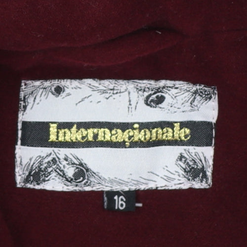 Internacionale Women's Red Wool Blend Hooded Pea Coat Size 16