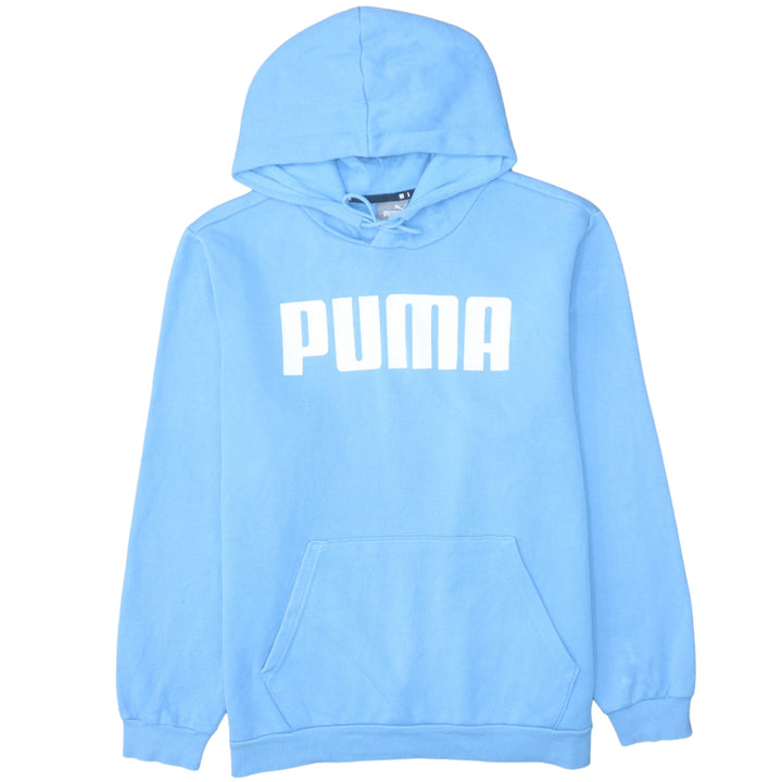 Puma Men's Blue Pullover Hoodie L Logo Fleece Sweatshirt