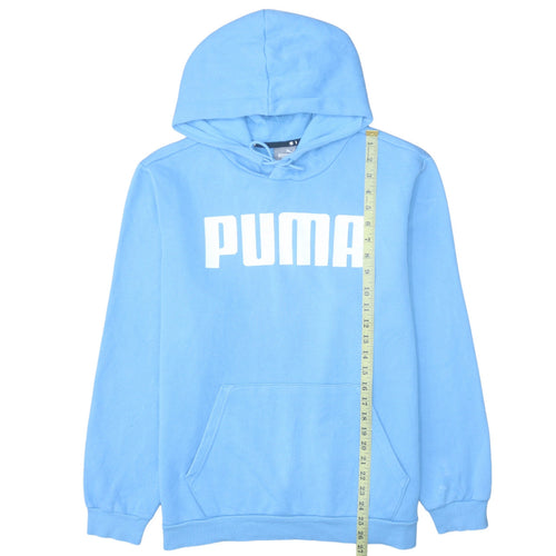 Puma Men's Blue Pullover Hoodie L Logo Fleece Sweatshirt