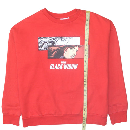 Marvel Black Widow Red Pullover Sweatshirt Women M 12/14 Graphic Crew Neck