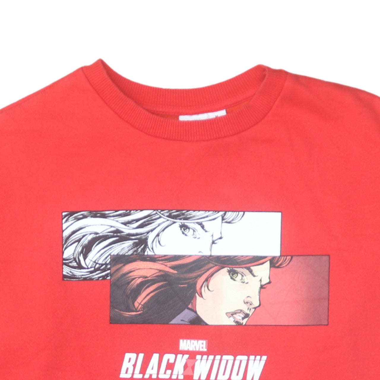 Marvel Black Widow Red Pullover Sweatshirt Women M 12/14 Graphic Crew Neck