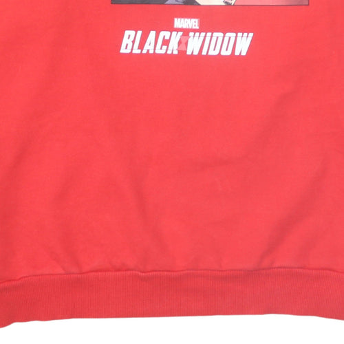 Marvel Black Widow Red Pullover Sweatshirt Women M 12/14 Graphic Crew Neck