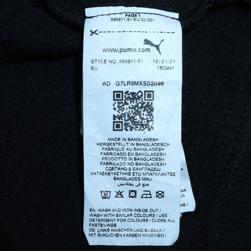 Puma Mens Black XL Full Zip Fleece Hoodie Sweatshirt