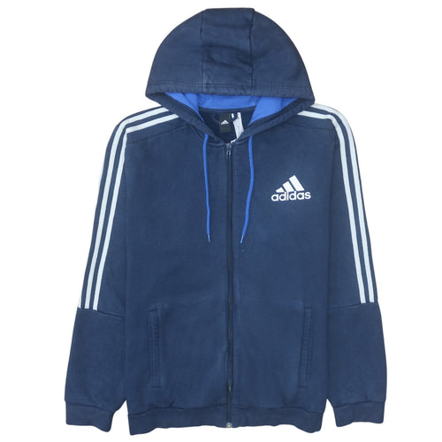 Adidas Men's Blue Full Zip Hoodie Size L Sports Fleece Jacket