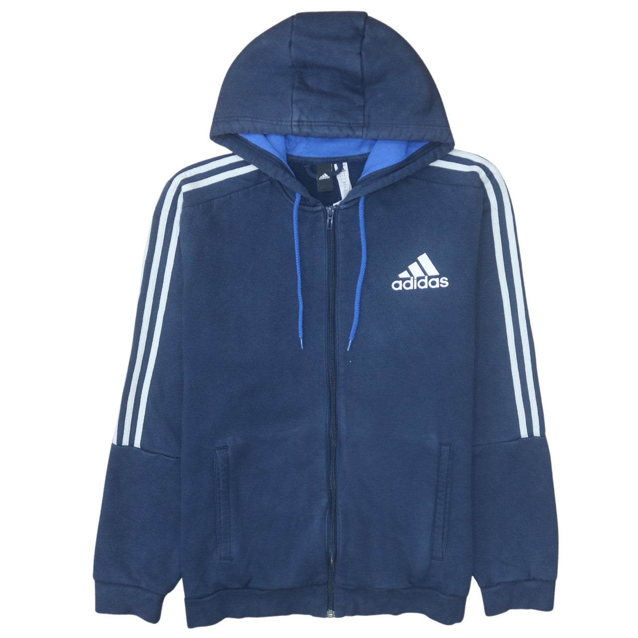 Adidas Men's Blue Full Zip Hoodie Size L Sports Fleece Jacket